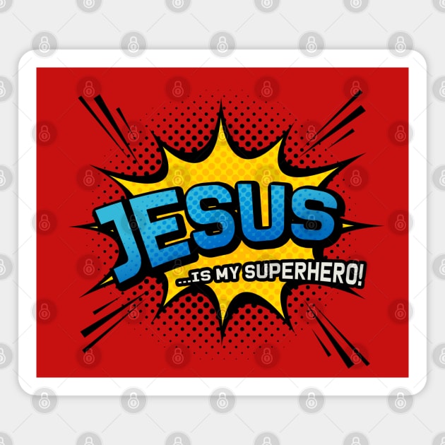 Christian Faith Gift - Jesus is my Superhero - Fun Comic Book Style Magnet by Elsie Bee Designs